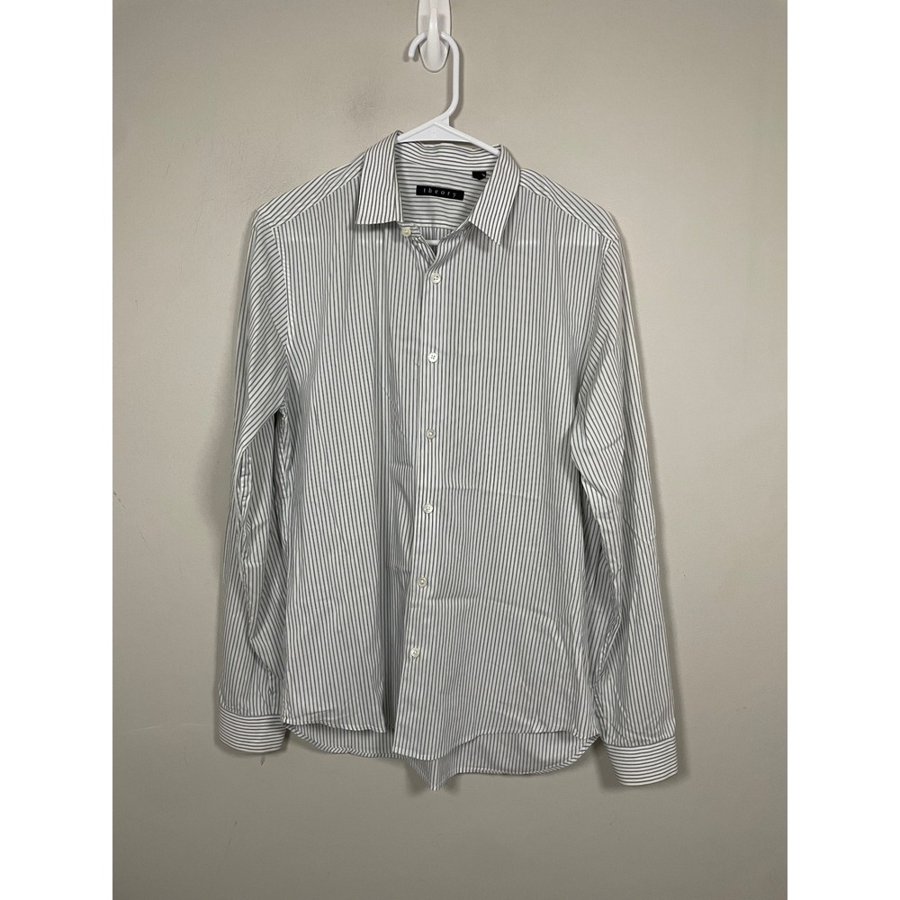 Theory Stephen Burton Down Shirt in North Lake Stripe Size Small Quiet Luxury